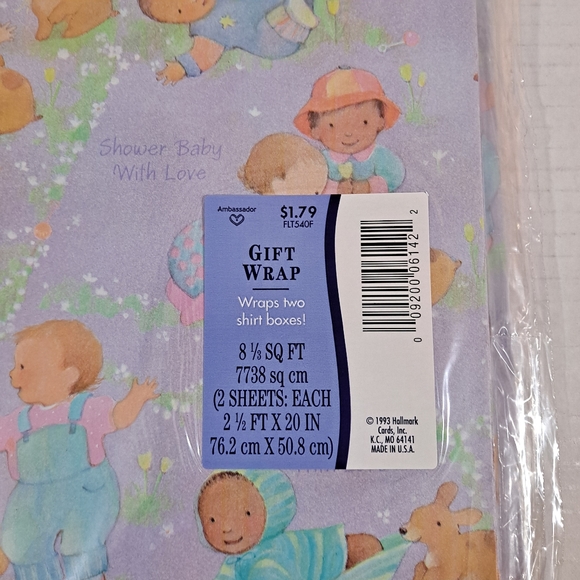 Vintage Hallmark Gift Wrap Baby Shower Infants Puppies Lot of 5 NIP USA - Picture 3 of 8